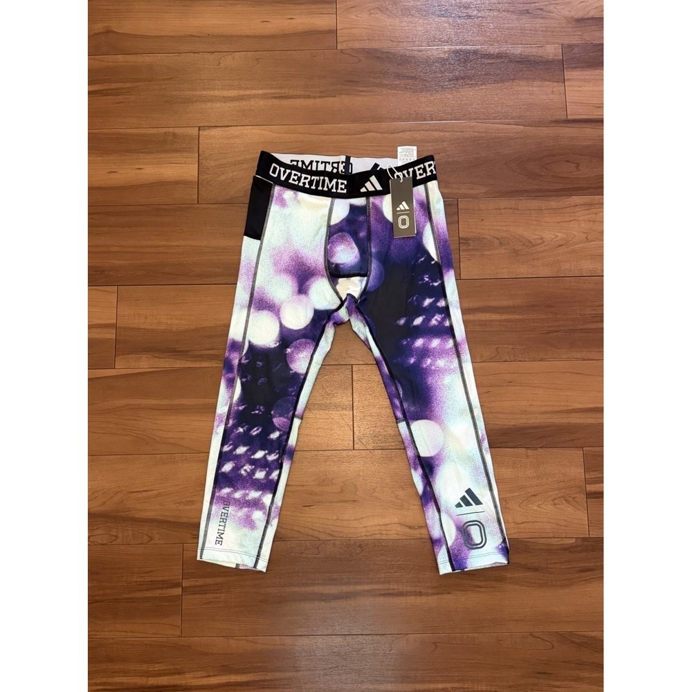 Adidas Overtime TechFIT 3/4 Compression Training Tights Purple Men's Size Medium